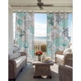 thumbnail image 2 of Turquoise Coral Conch Blackout Curtains for Bedroom Living Room, Starfish Turtle Shell Wood Grain 54 In Long Thermal Insulated Room Darkening Drapes Grommet Window Treatments, 52 x 54 In, 2 of 9