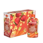 (8 Pouches) Happy Baby Clearly Crafted, Stage 2, Organic Baby Food, Carrots, Strawberries & Chickpeas, 4 Oz