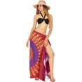 thumbnail image 2 of HAPPY BAY Women's Bikini Beach Wrap Swimwear Swim Cover up Summer Wraps Swimsuit Beachwear Sarong Coverups Skirts for Women One Size Maroon, Mandala, 2 of 4