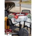 thumbnail image 4 of Outdoor Tablecloth with Umbrella Hole and Zipper, Red Plaid Snowman Christmas Square Table Cloth 60x60 Inch Waterproof Tablecloth, Xmas Tree Snowflake Birds Branches Picnic Table Cover for Patio, 4 of 7