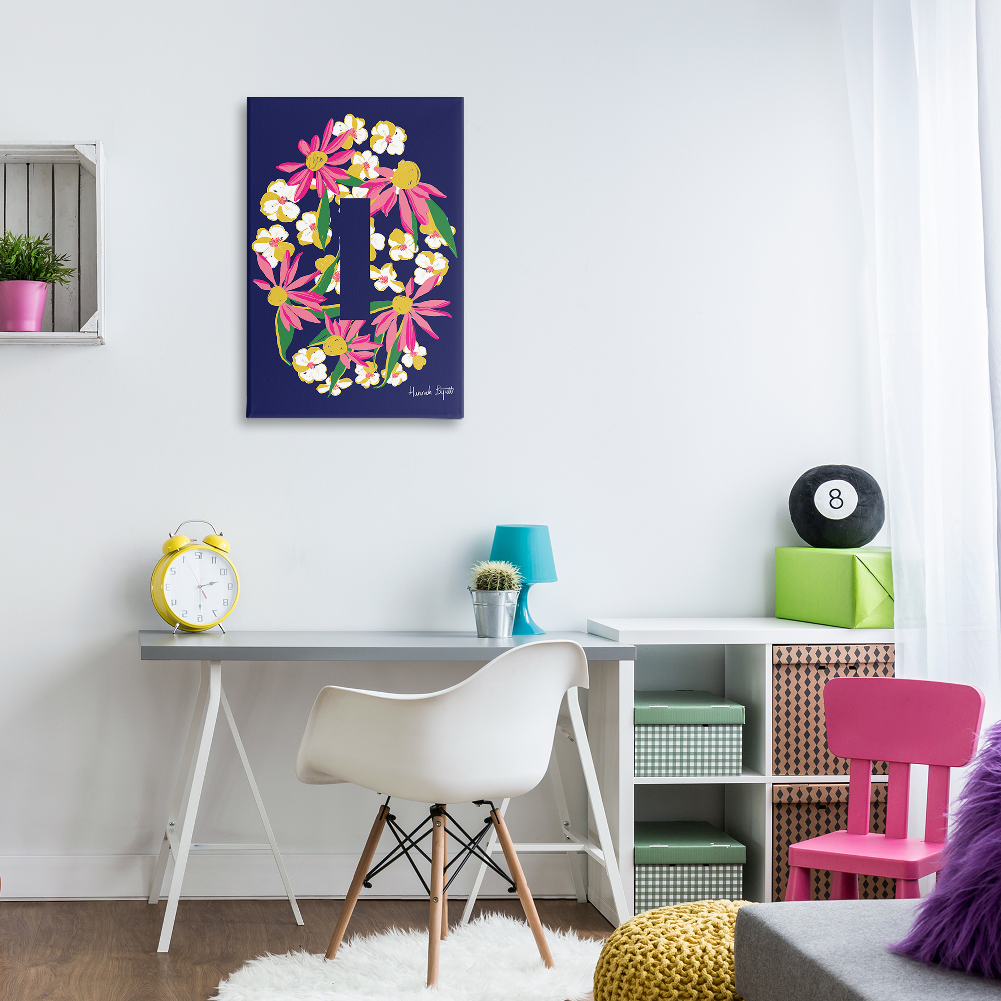 Stupell Industries Floral Bloom Letter I Botanical & Floral Painting Gallery Wrapped Canvas Art Print Wall Art, 20 x 30