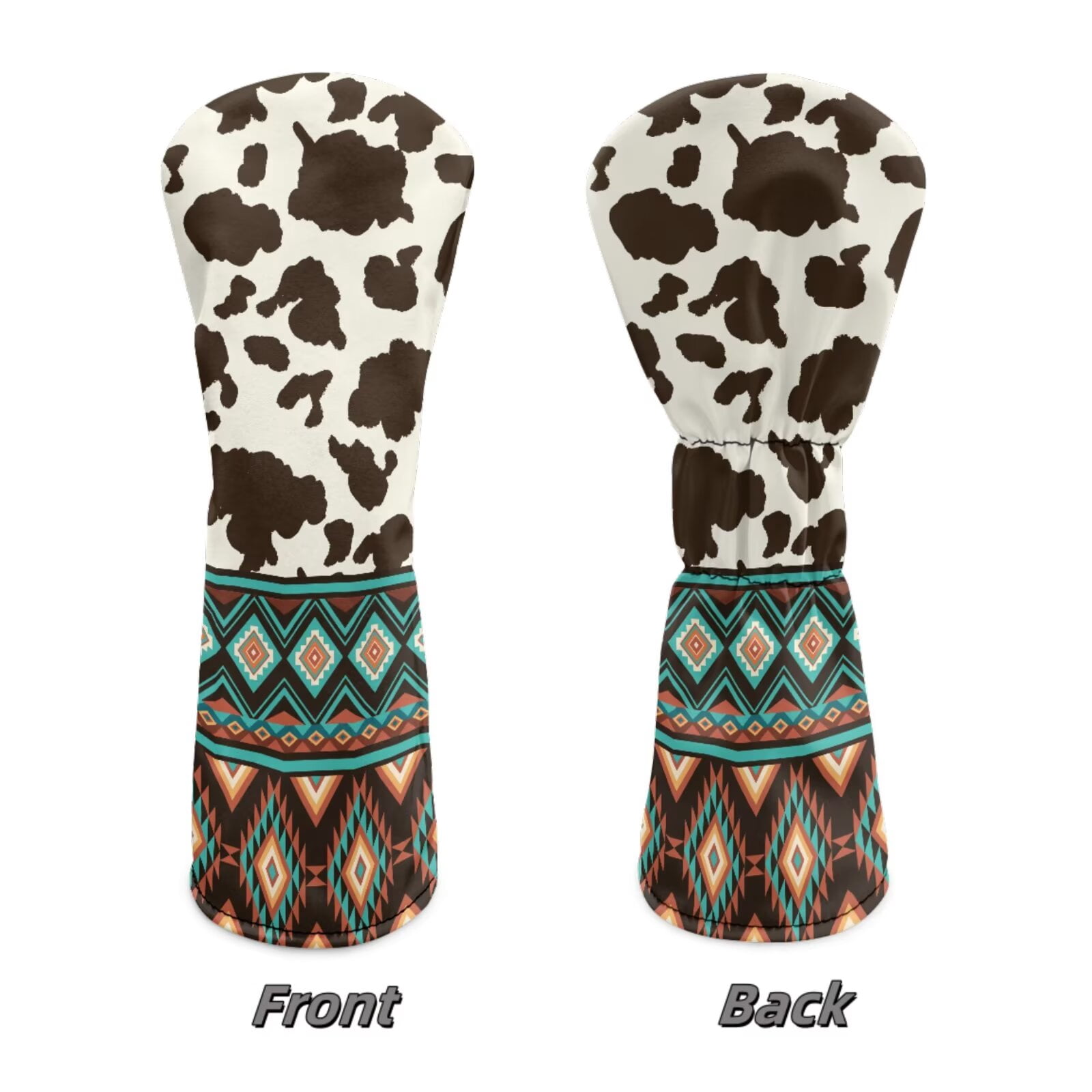 Uorisanigo Golf Club Head Covers, 3Pcs Golf Club Headcovers Set with Soft Lining, Fairway Wood Head Cover, Aztec Cow Print Driver Headcover PU Waterproof Accessories Gift for Women Men
