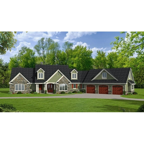 763-2225: Traditional Country 4 Bed, 3 Bath Luxury Home Plan, 2950 Sq Ft: Full Blueprints with License to Build by Home Plan Marketplace - Lesuto