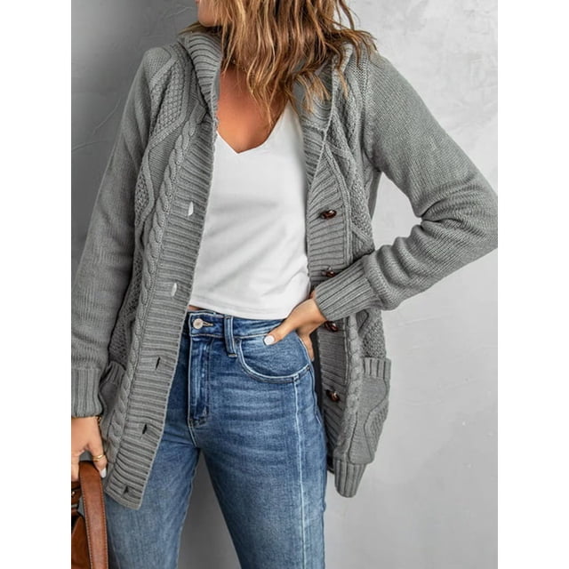 Suéter holgado de otoño e invierno de estilo europeo y americano, cárdigan de punto para mujer