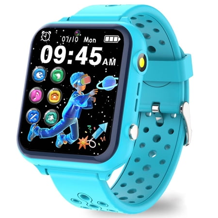Jsbaby Kids Smart Watch,Boys Girls Phone Watch with Audio Stories Pedometer More Games Camera Alarm Clock Video Music Player Flashlight, Birthday Gift for Boys Girls 4+ (Blue)