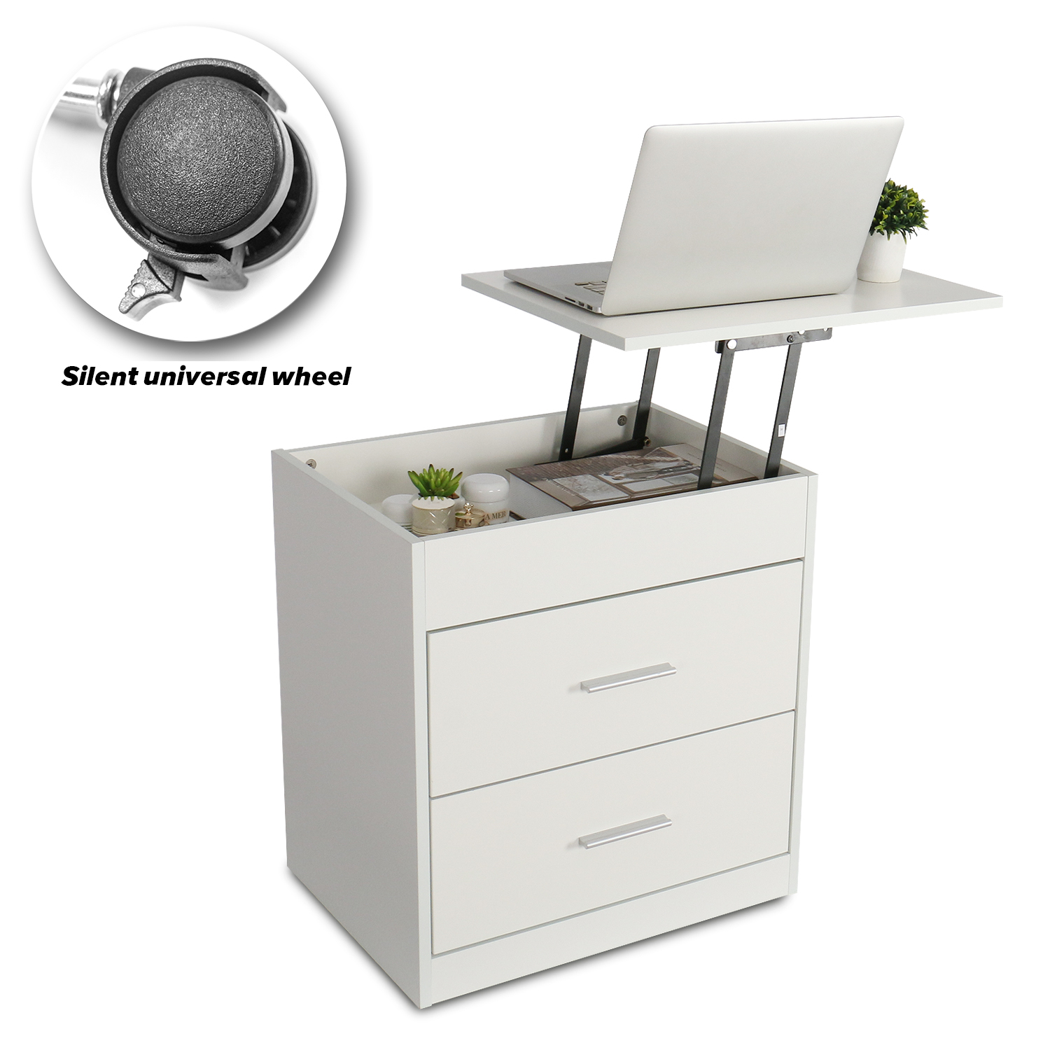 Buy FULLWATT Beside Table with 2 Drawers Nightstand with Lift Top and Computer Table, Height