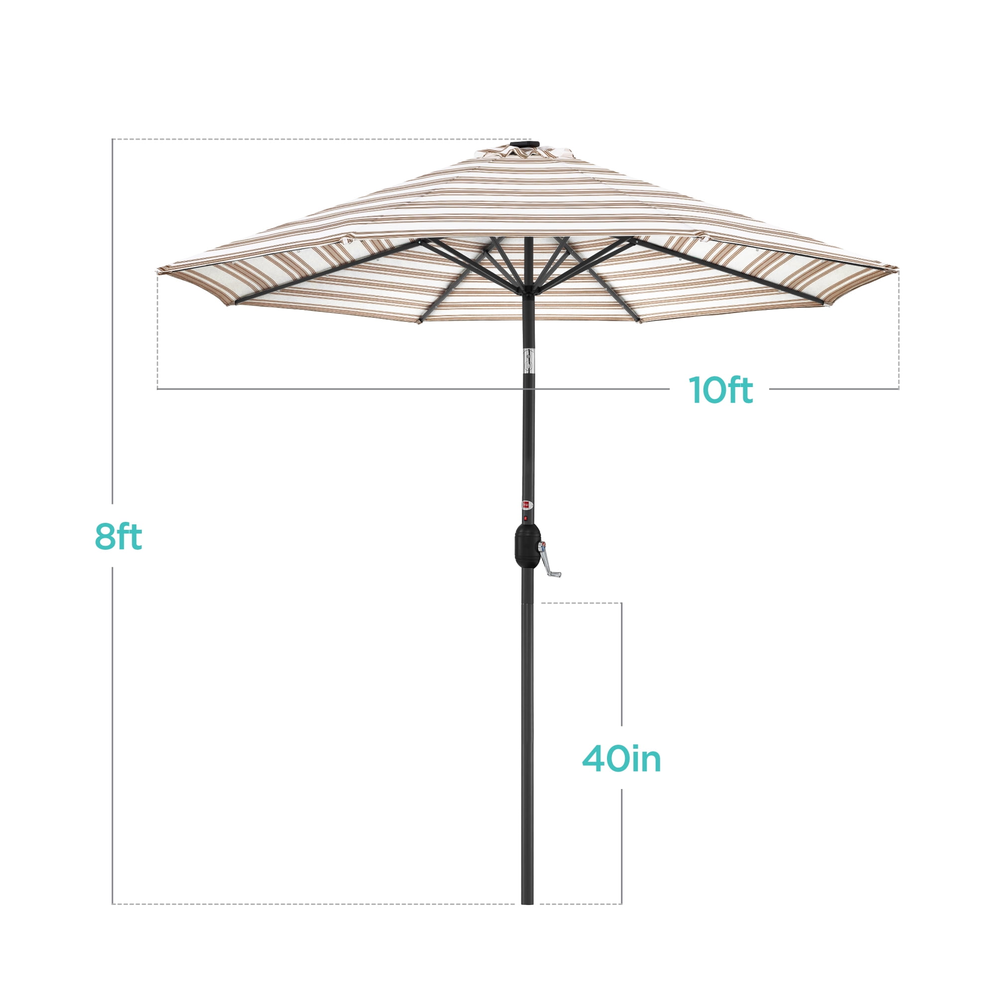 Best Choice Products 10ft Solar LED Lighted Patio Umbrella w/ Tilt Adjustment, UV-Resistant Fabric - Striped Tan
