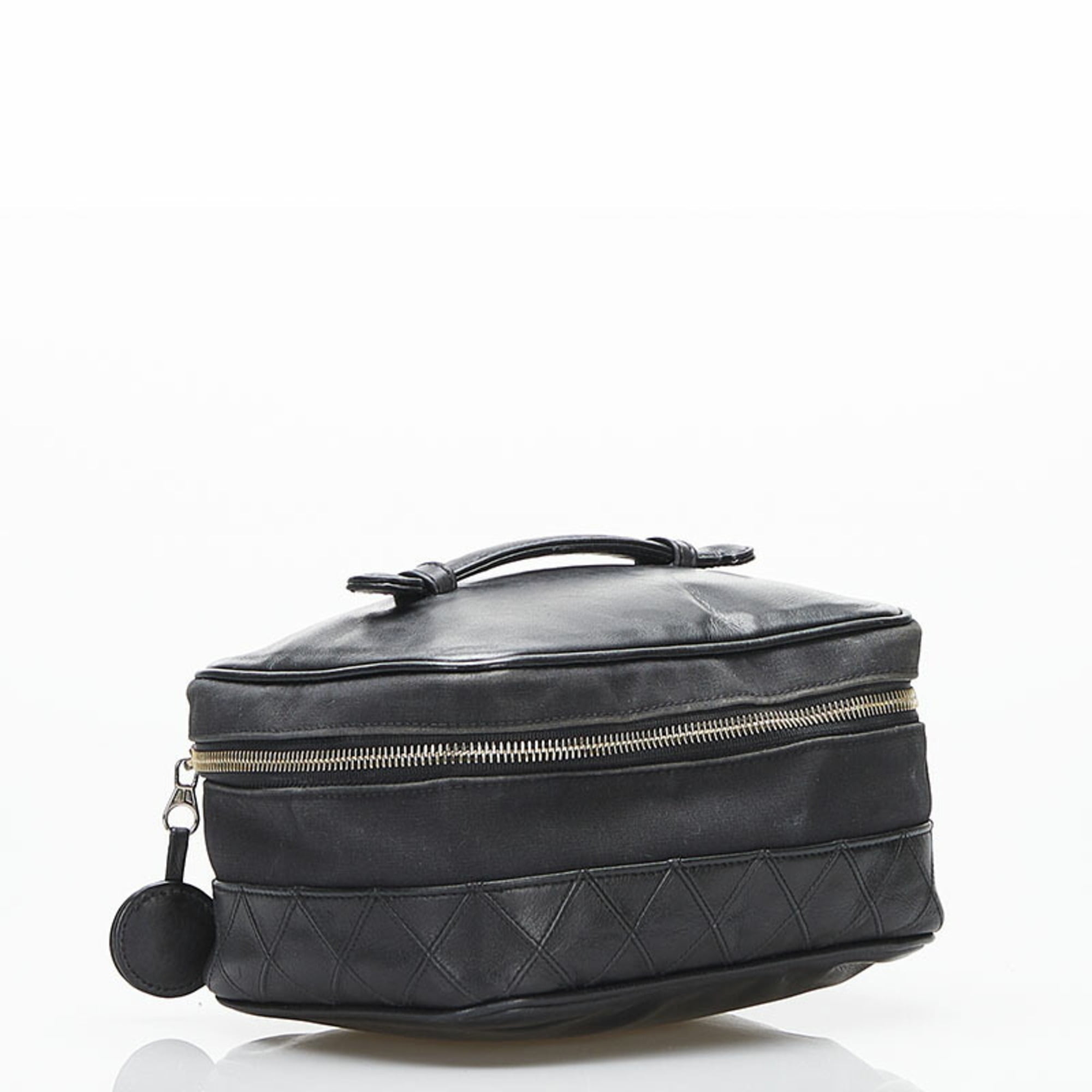 Authenticated Used Chanel coco mark vanity bag handbag black leather ladies  CHANEL
