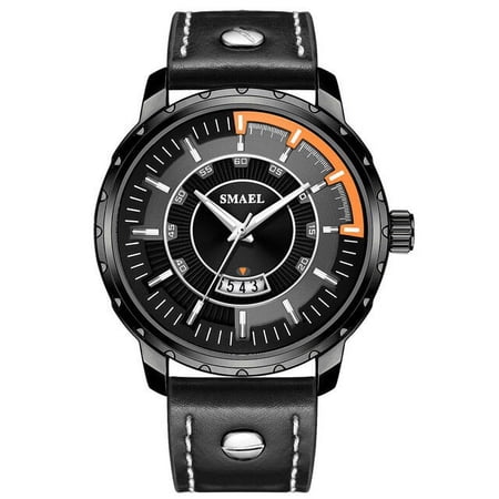SMAEL Watch Waterproof Quartz Wristwatches Leather Band Chronograph Clock 9117 Fashion Sports Mens Watches relojes hombre
