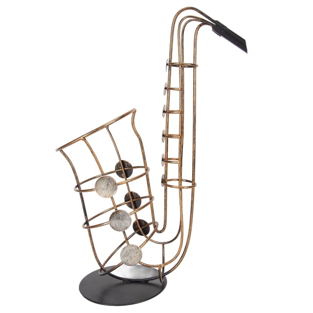 Estante para vino con forma de saxofón, soporte para botella de vino con contorno de alambre de hierro para instrumentos musicales, soporte creativo para vino para saxofón para cocina casera