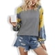 thumbnail image 3 of Camiseta de mujer Tie Dye Costura impresa Top Cuello redondo Manga larga Blusa de otoño Sudadera informal, Gris, XL seitruly AP003999-12, 3 of 7