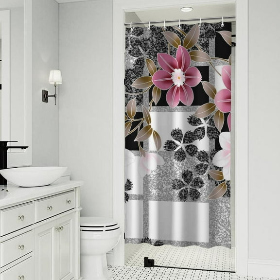 Pioneer Flower Floral Print Pattern Shower Curtain 36"x72" ,Bathroom Decorative Shower Curtains Set with 12 Hooks,Modern Waterproof Washable Shower Curtain