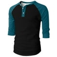 thumbnail image 5 of LODIENY Henley Shirts for Men Regular Fit Raglan 3/4 Sleeve Jersey Baseball T-Shirts Casual Cotton Sport Athletic Crewneck Basic Tee Tops Blue#01 M, 5 of 8