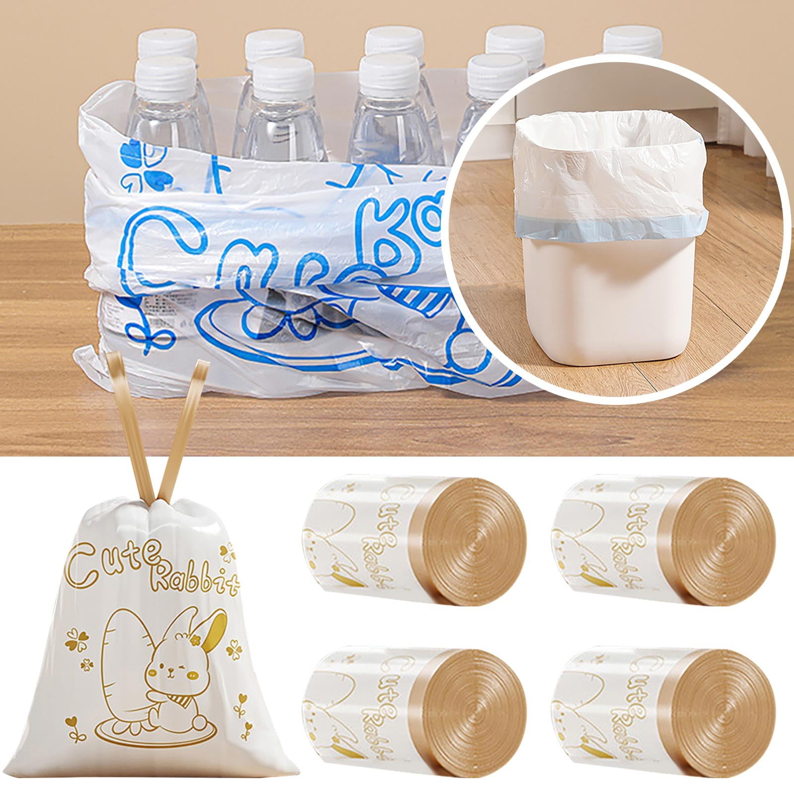 Clearance Items!Ymkly kitchen utensilskitchen organizers and storage15/75 Count Drawstring Trash Bags Cartoon Pattern Thickened Garbage Bags 19.7" X 17.7"Unscented Trash Bags For Kitchen Bwaste basket