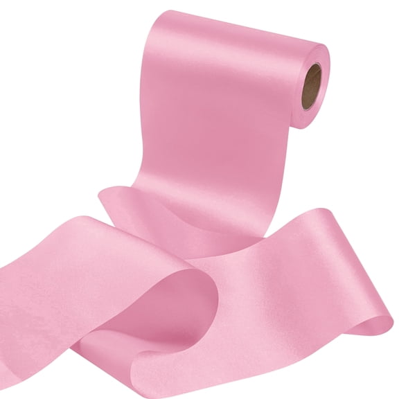 THEGLY Pink Satin Ribbon 6 Inch 25 Yards Fabric Large Silk Ribbon for Gift Wrapping Cutting Ceremony Kit Grand Opening Chair Sash Table Hair Car Bows Sewing Craft
