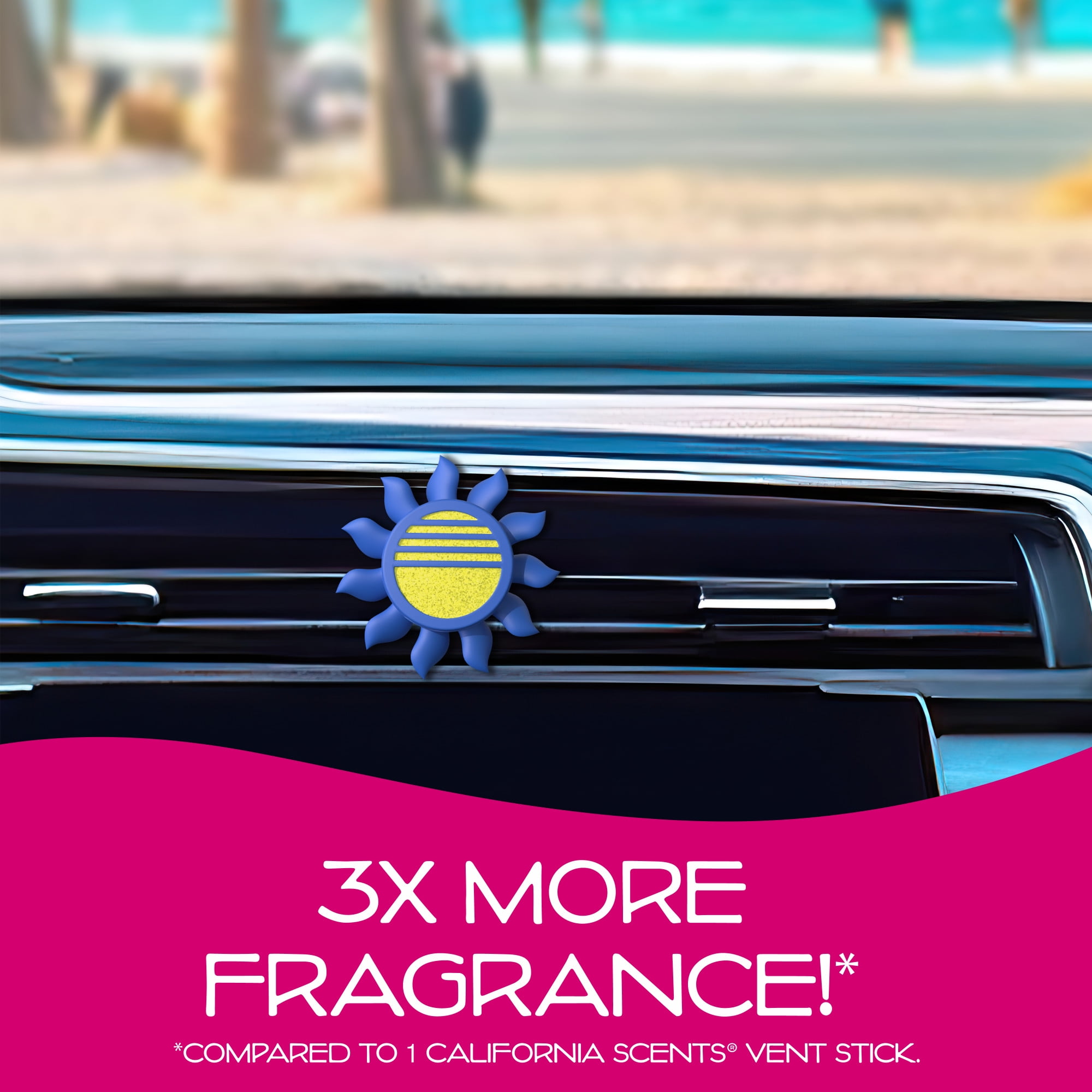(3 pack) California Scents Novelty Sun Spinner Car Air Freshener Vent Clip, Newport New Car Scent