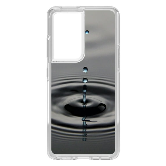 DistinctInk Clear Shockproof Hybrid Case for Galaxy S21 ULTRA 5G (6.8" Screen) - TPU Bumper, Acrylic Back, Tempered Glass Screen Protector - Single Water Droplet