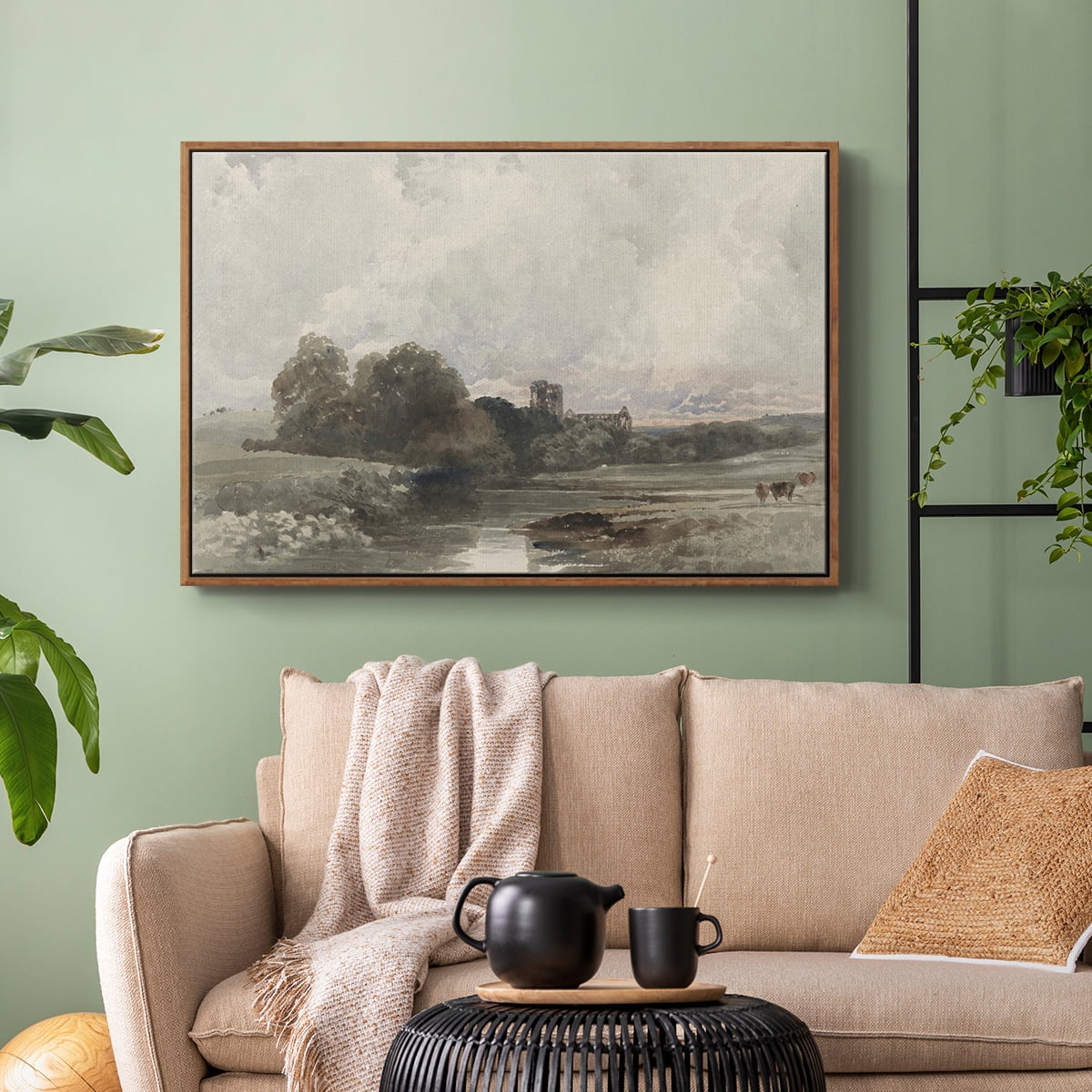Vintage Landscape-XXXIX By Wexford Home Framed in Walnut Wood Gallery Wrapped Canvas 27 in. x 41 in.