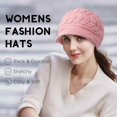 thumbnail image 4 of Gorro de invierno para mujer, cálido, de punto, holgado, de lana, con visera, 4 of 7