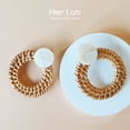 thumbnail image 6 of Her Lab | Handmade Rattan Straw Earrings - Boho Earrings for Women Girls, 6 of 7