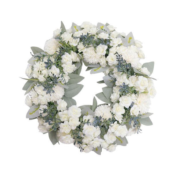 Yuarrent Adornos colgantes de floral vibrante Impresionante accesorio para puerta principal Kits de decoración para fiestas Blanco 40cm