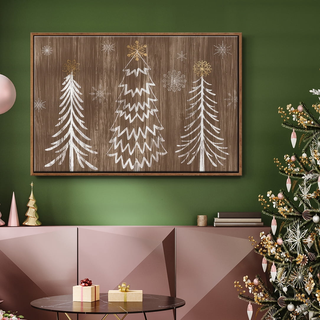 Barnwood Wonderland Collection A - Framed Gallery Wrapped Holiday Canvas - 27 x 41 - Rosewood Frame