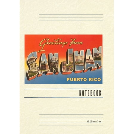 Vintage Lined Notebook Greetings from San Juan Puerto Rico (Paperback)