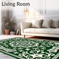 thumbnail image 2 of ODIKA 8'x10' Machine Washable Non-Slip Area Rug, Vintage Lace Snowdrift Motif Slip Resistant Floor Covering High Traffic Rug, Green, 648523, 2 of 7