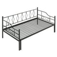 thumbnail image 3 of Syngar Metal Daybed with Trundle, Modern Home Twin Daybed with Pull-out Trundle for Living Room/Bedroom, Twin Size Sofa Bed with Steel Slats Support, Platform Bed Frame No Box Spring Needed, Black, 3 of 10