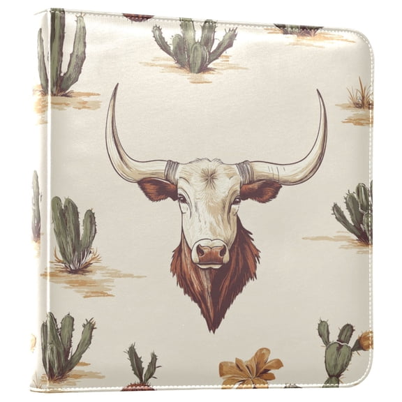 FORMRS 3 Ring Photo Album 4"x6" Self Adhesive Large Capacity PU Leather Cover, Cowboy Pattern