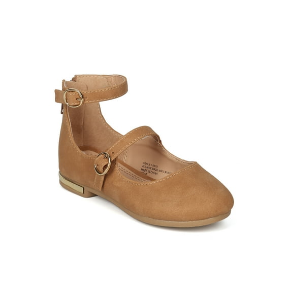 Toddler Girls Nubuck Mary Jane Ankle Strap Back Zipper Ballet Flat 18198
