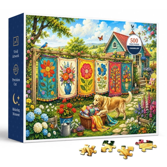 CNDRLEF Cottage Garden 500 Pieces Jigsaw Puzzle for Adults, Perfect for Bird Lovers