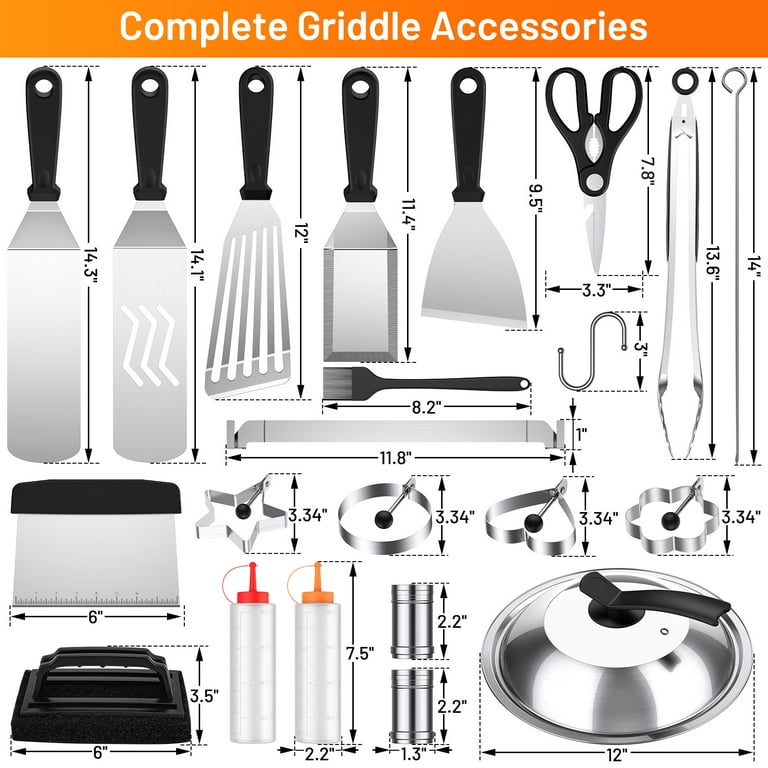 Ashihoti Official Griddle Accessories for Blackstone Grill Accessories,22pcs Stainless Steel Barbecue Tools Kit for Blackstone with Burger Smasher