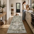 thumbnail image 2 of SIXHOME 2'x8' Runner Rug for Hallway, Washable Vintage Rug, Soft Retro Distressed Indoor Carpet, Neutral Non-Slip Rug for Bedroom, Green, 2 of 5