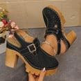 thumbnail image 2 of Women's Block Heel Clogs Closed Toe Perforated Design Casual Spring/Summer Shoes with Chunky Platform Heel Adjustable Buckle Strap Non Slip Comfortable Sandals for Women, 2 of 10