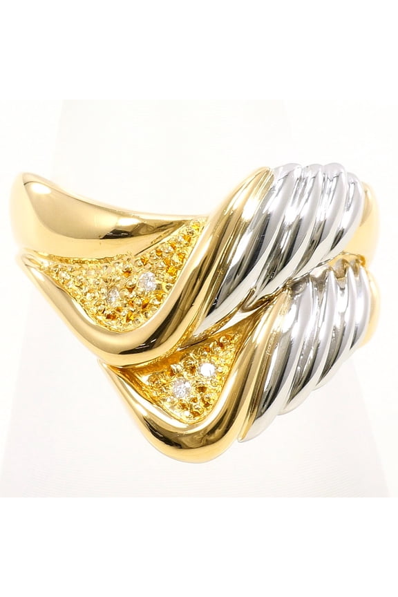 Pre-Owned PT900 Platinum 18K Yellow Gold Ring with 0.02 ct Diamond, Certificate of...