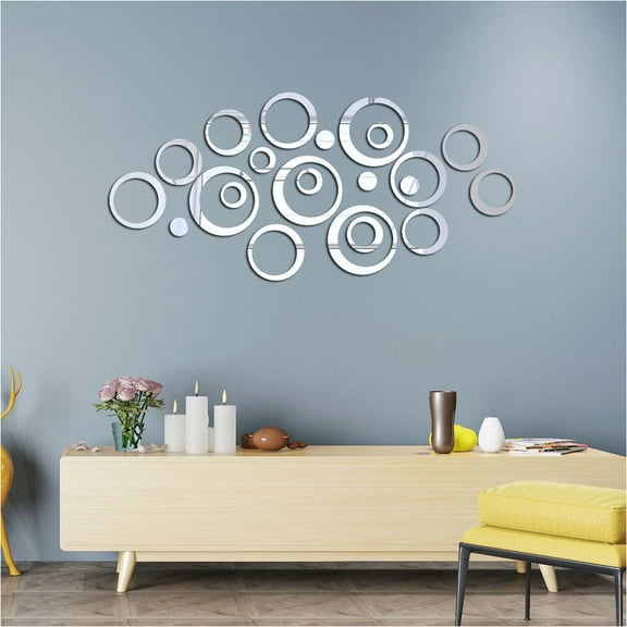 UPKOCH Adhesive Mirror for Wall Mirrors Sticker Silver Acrylic Decorative for Bathroom 1 Set