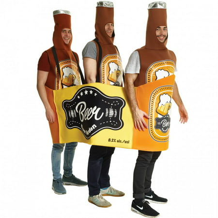 Adult Beer Bottle Case Multi-Person Adult Costume, Brown Orange,