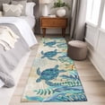 thumbnail image 4 of 2'x6' Rug Runners for Hallways Kitchen, Teal Sea Turtle Coastal Non Slip Entryway Beside Floor Carpet Runner, Vintage Summer Beach Seaweed Washable Laundry Room Bedroom Throw Rugs Mat for Family Pet, 4 of 8