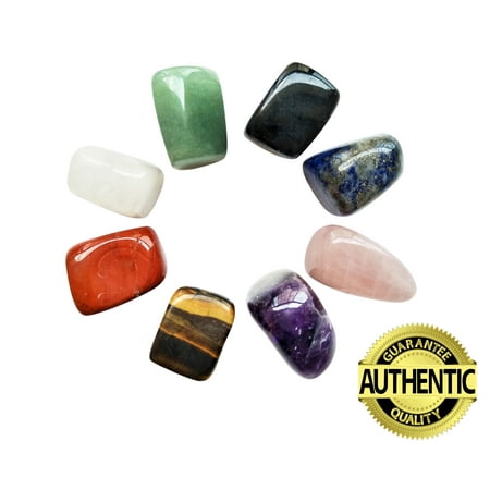 Chakra Stones Healing Crystals Set of 8, Tumbled and Polished, for 7 Chakras Balancing, Crystal Therapy, Meditation, Reiki, or as Thumb Stones, Palm Stones, Worry