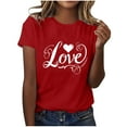 thumbnail image 4 of HaoXianJian Valentine's Day Shirt for Women Heart Print Short Sleeve Crew Neck Sweat Shirts Loose Fits Letter Print Graphic Pullover Tee Tops Casual Girl Friend Gift T Shirt Size 2X 3X, 4 of 5