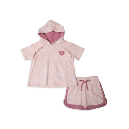 Kensie Girls 4-12 Cozy Hoodie and Mini Short, 2-Piece Outfit Set