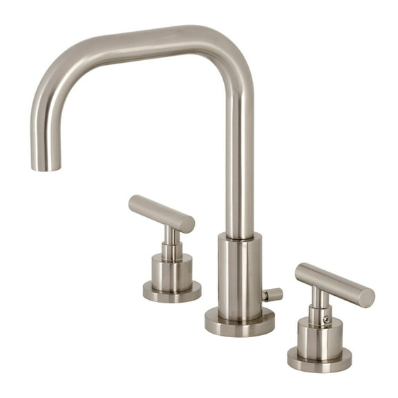 Kingston Brass FSC8938CML Manhattan Widespread Bathroom Faucet with Brass Pop-Up, Brushed Nickel
