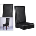 thumbnail image 3 of 1pc Elastic Solid PU Leather Chair Cover Wedding Restaurant Chair Slipcover black, 3 of 7