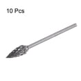 thumbnail image 3 of Uxcell 10 Pack 1/4" (6mm) Head 3/32" (2.35mm) Shank Pointed G Shape Double Cut Carbide Rotary Burrs, 3 of 6