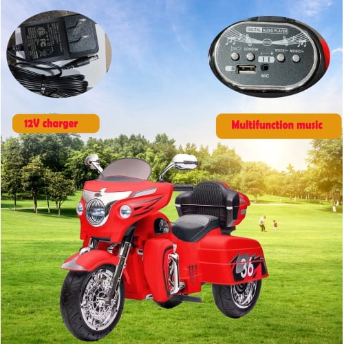 Kids Electric motorcycle 12V two seat motorcycle for kids, Motorbike for Kids with Key start /3 wheels Headlight/Storage Box/ two motor/ two seat ,kids motorcycle,ride on motorcycle