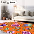 thumbnail image 2 of ODIKA 4'x6' Machine Washable Non-Slip Area Rug, Magical Garden Floral Decorative High Traffic Rug with Pad, Orange, 655706, 2 of 8