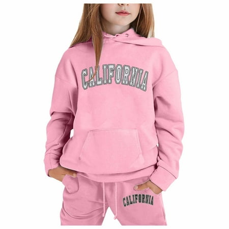 

Zhuashum Toddler Clothes For Girls Boys 1-2 Years Child Toddler Long Sleeve Sweatsuit Solid Color Letter Prints Warm Pullover Hoodie Tops Pants Kids Outfits Cute Outfits Pink