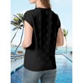 thumbnail image 3 of Chaleco tipo suéter WIFFGO para mujer, manga corta, cuello redondo, a cuadros, 3 of 4