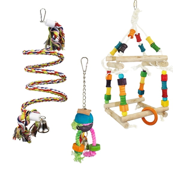 Exotic Nutrition Rainbow Accessory Bundle - Colorful Interactive Cage Toys - Sugar Glider, Squirrel, Degu, Parrot, Bird, Chinchilla, Hamster, & Other Small Pets